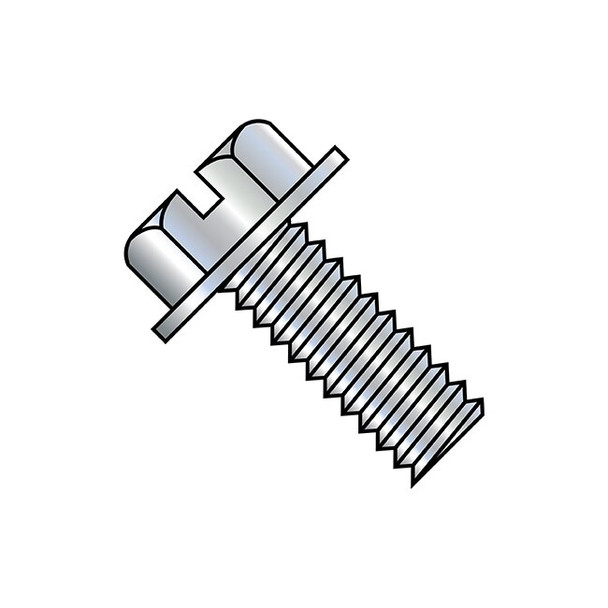 #10-24 x 1-1/4 in Slotted Hex Machine Screw, Zinc Plated Steel, 3000 PK