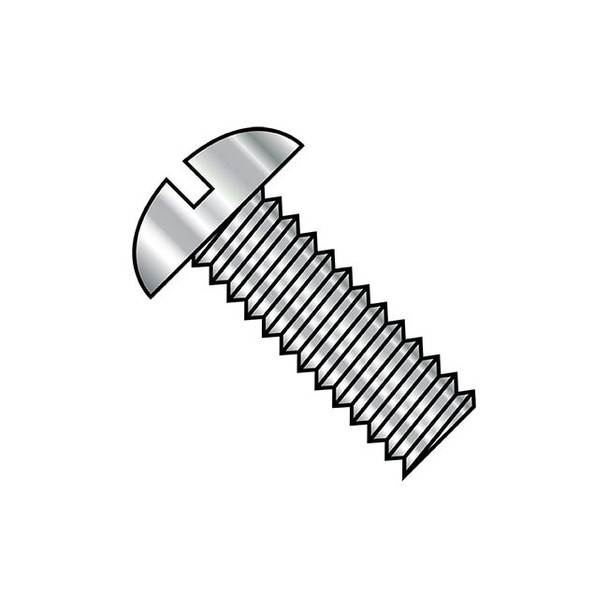 #10-24 x 1-1/4 in Slotted Round Machine Screw, Plain Steel, 2000 PK