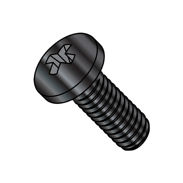 #0-80 x 3/16 in Phillips Pan Machine Screw, Black Oxide Stainless Steel, 5000 PK
