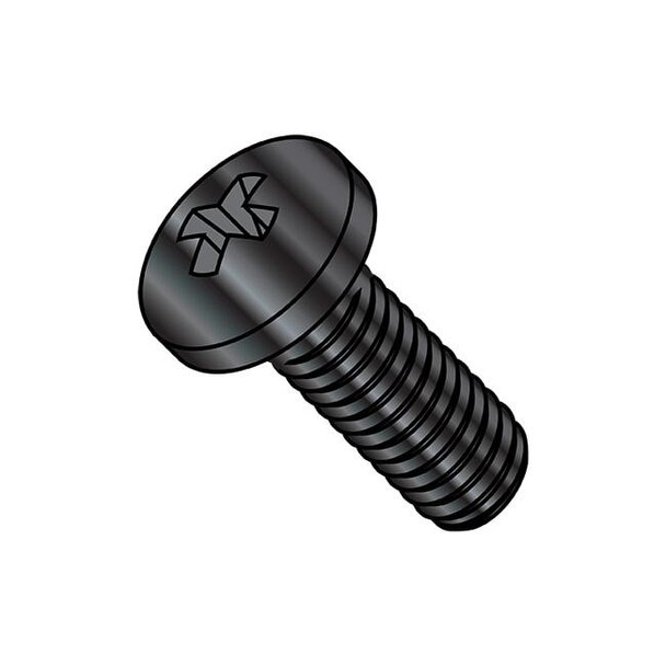 #10-24 x 5/8 in Phillips Pan Machine Screw, Zinc Black Steel, 7000 PK