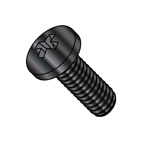 #10-32 x 1-3/8 in Phillips Pan Machine Screw, Black Oxide Steel, 3000 PK