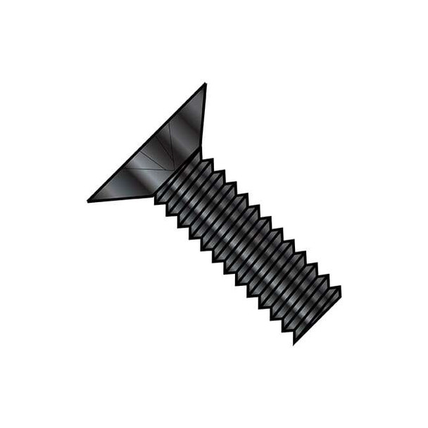 #8-32 x 5/8 in Phillips Flat Machine Screw, Black Oxide Steel, 10000 PK