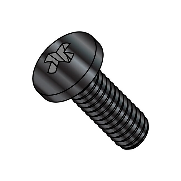M2-0.40 x 10 mm Phillips Pan Machine Screw, Black Oxide Steel, 4000 PK