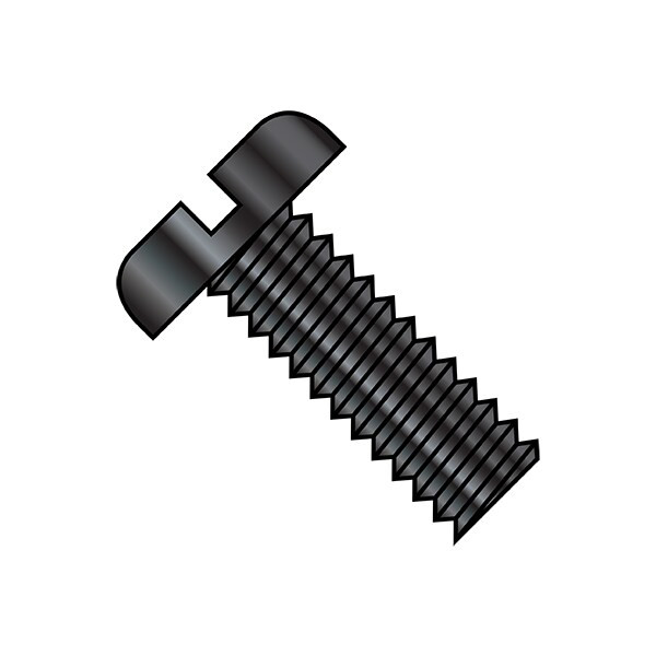 #10-32 x 1/2 in Slotted Pan Machine Screw, Black Oxide Steel, 7000 PK