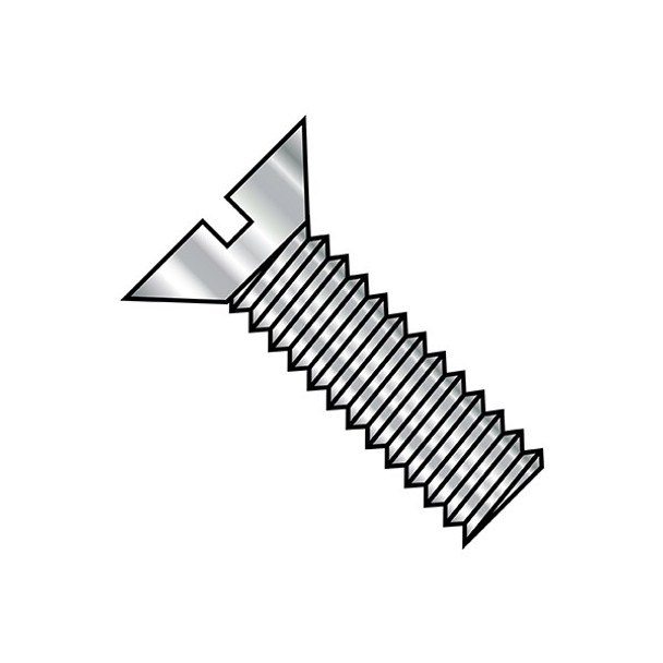 #0-80 x 5/32 in Slotted Flat Machine Screw, Plain Steel, 5000 PK