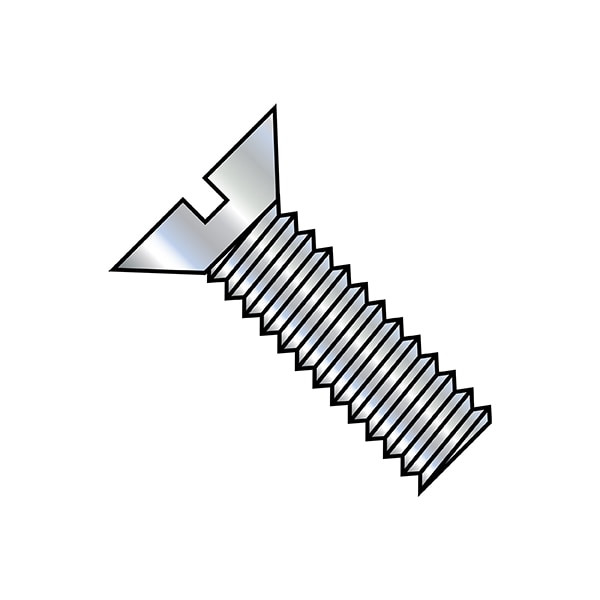 #10-24 x 1 in Slotted Flat Machine Screw, Zinc Plated Steel, 6000 PK