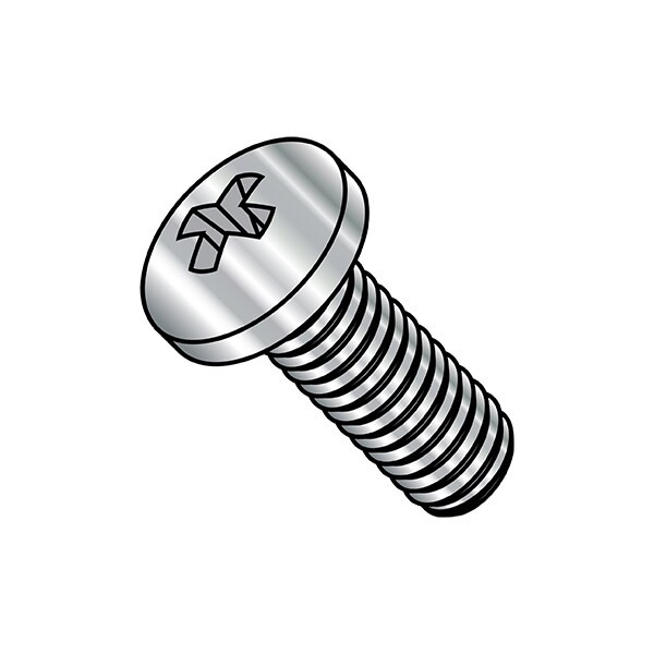 1/4"-28 x 3/8 in Phillips Pan Machine Screw, Plain Stainless Steel, 500 PK
