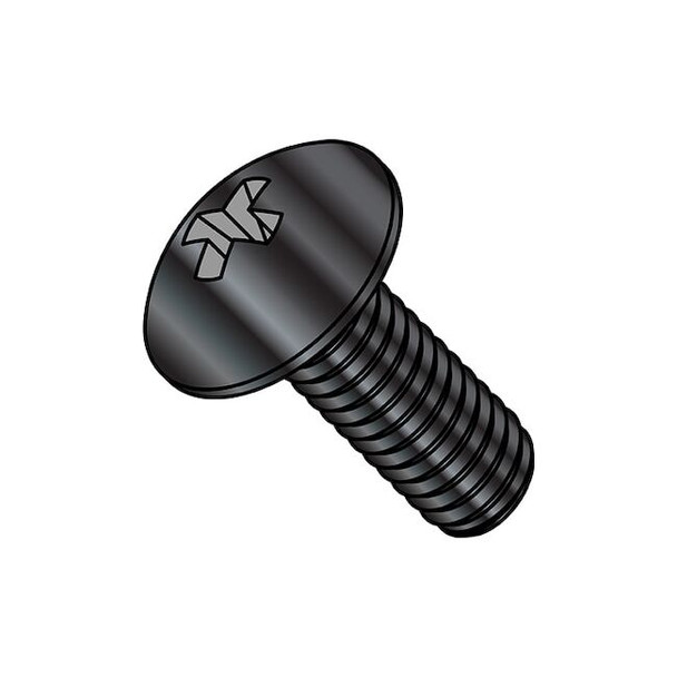 #8-32 x 5/16 in Phillips Truss Machine Screw, Zinc Black Steel, 10000 PK