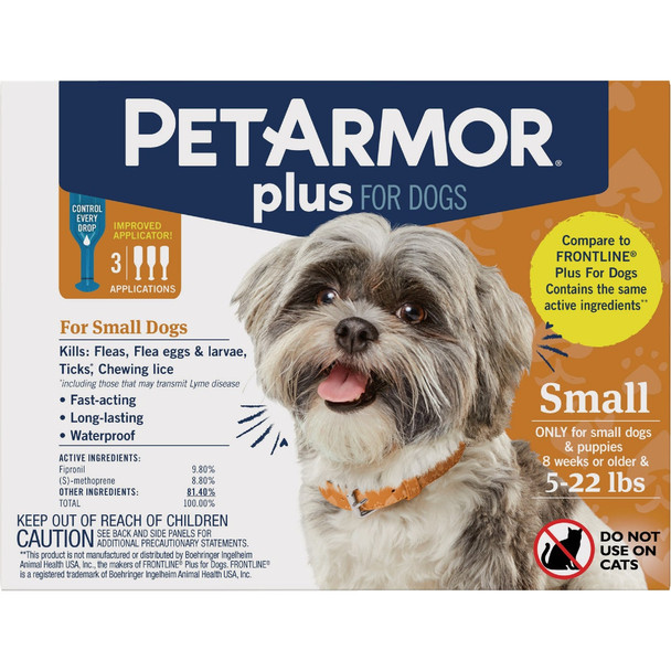 PetArmor Plus For Dogs 5 to 22 Lb. Flea & Tick Topical Treatment (3-Pack) 183121