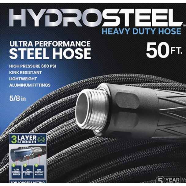 HydroSteel 5/8 In. Dia. x 50 Ft. L. Heavy Duty Steel Hose 8586K