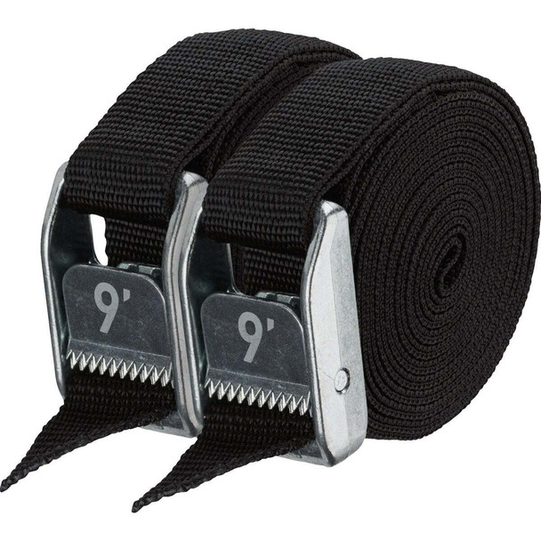 NRS 1 In. x 9 Ft. Stealth Black Heavy Duty Tie-Down Strap (2-Pack) 60027.01.114