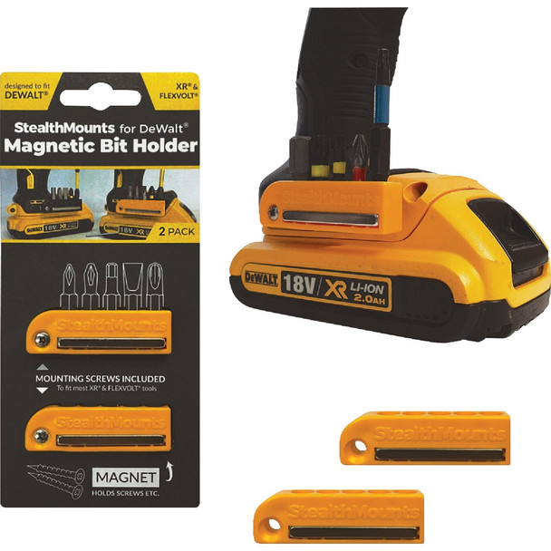 StealthMounts Magnetic Bit Holders for DEWALT 20V MAX (2-Pack) BH-DW-YLW-2