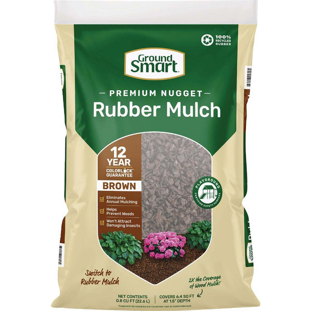 GroundSmart 0.8 Cu. Ft. Brown Recycled Nugget Rubber Mulch GSNG08BN72