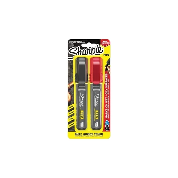 PRO Markers, Black/Red, Chisel