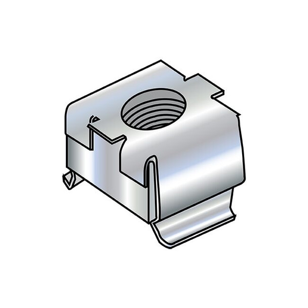 Cage Nut, 1/2"-13, Square Shape, Steel, Zinc Plated Finish, 500 PK