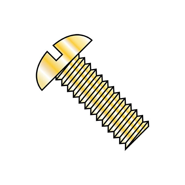#10-32 x 1/2 in Slotted Round Machine Screw, Zinc Yellow Steel, 7000 PK
