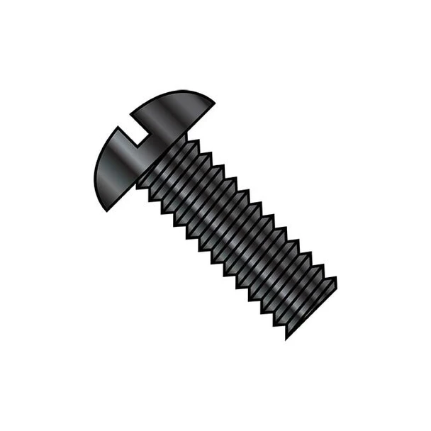 #4-40 x 3/4 in Slotted Round Machine Screw, Black Oxide Steel, 10000 PK