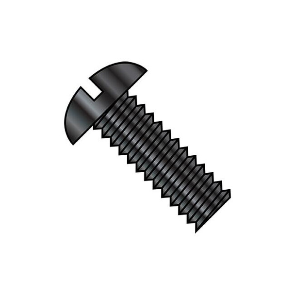 #10-24 x 1/2 in Slotted Round Machine Screw, Black Oxide Steel, 8000 PK