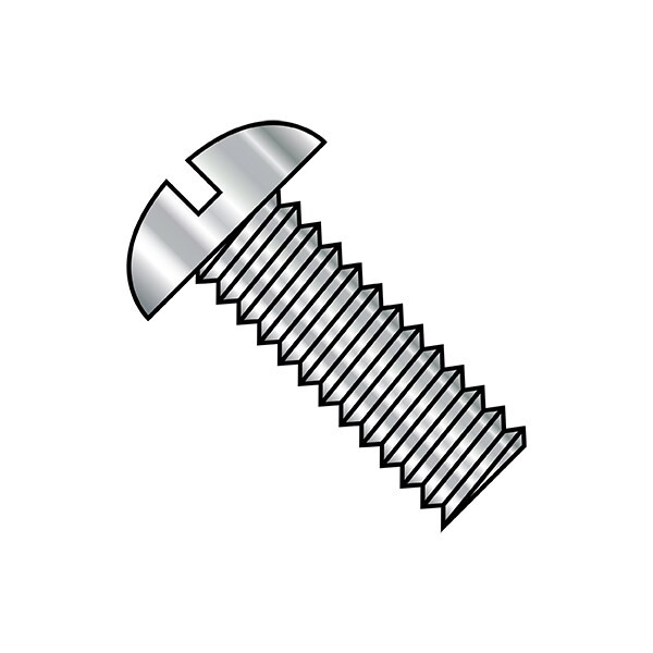 1/4"-20 x 2 in Slotted Round Machine Screw, Plain Steel, 500 PK