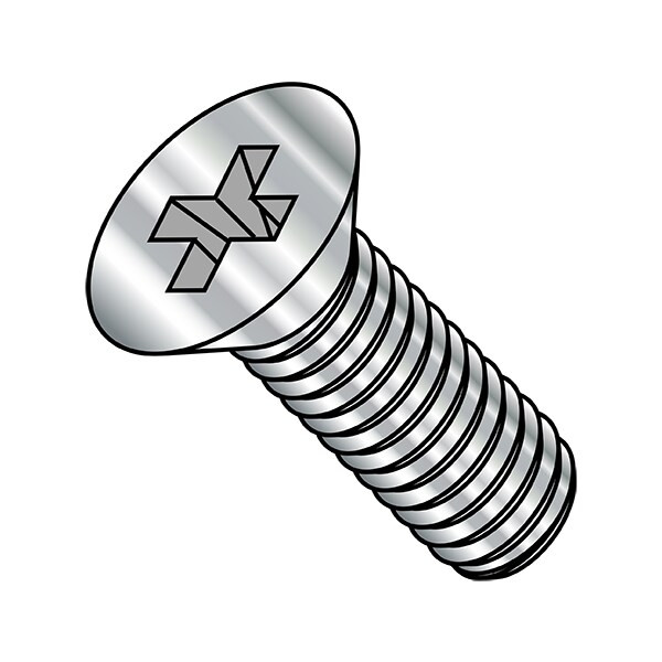 M6-1.00 x 20 mm Phillips Flat Machine Screw, Plain Stainless Steel, 500 PK