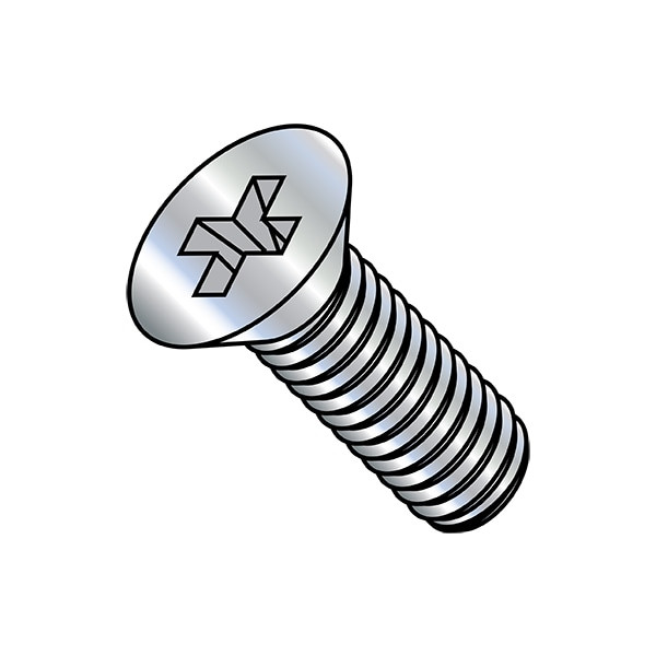 3/8"-16 x 3-1/2 in Phillips Flat Machine Screw, Zinc Plated Steel, 200 PK