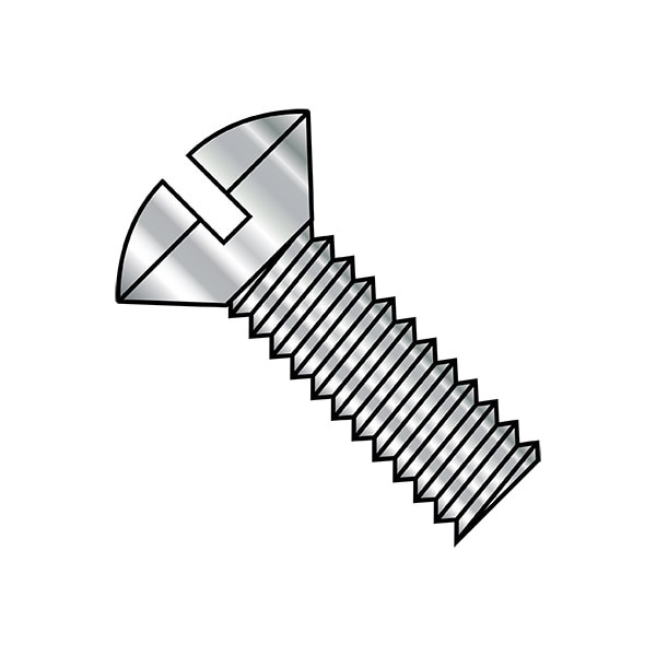 5/16"-18 x 1-1/2 in Slotted Oval Machine Screw, Plain Steel, 500 PK