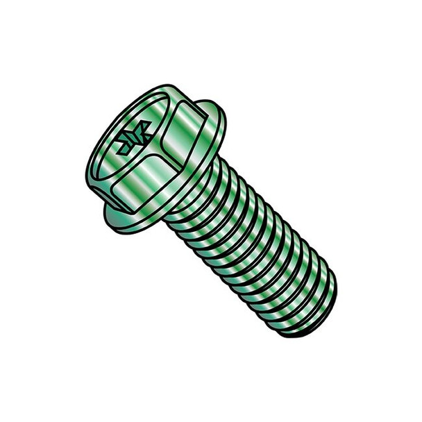 #10-32 x 3/8 in Phillips Hex Machine Screw, Zinc Plated Steel, 7000 PK