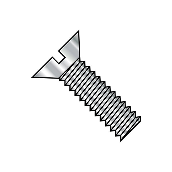 #8-32 x 2 in Slotted Flat Machine Screw, Plain Steel, 2000 PK