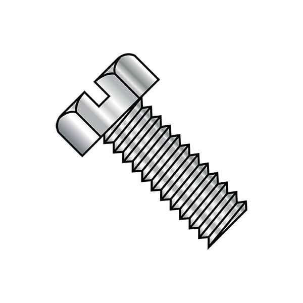 #8-32 x 1 in Slotted Hex Machine Screw, Plain Steel, 4000 PK