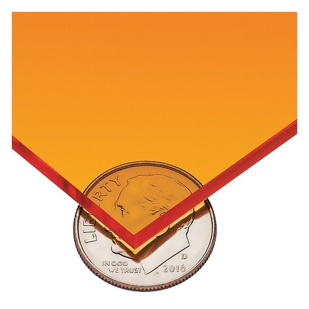 Orange Cast Acrylic Sheet Stock 24" L x 12" W x 1/8" Thick