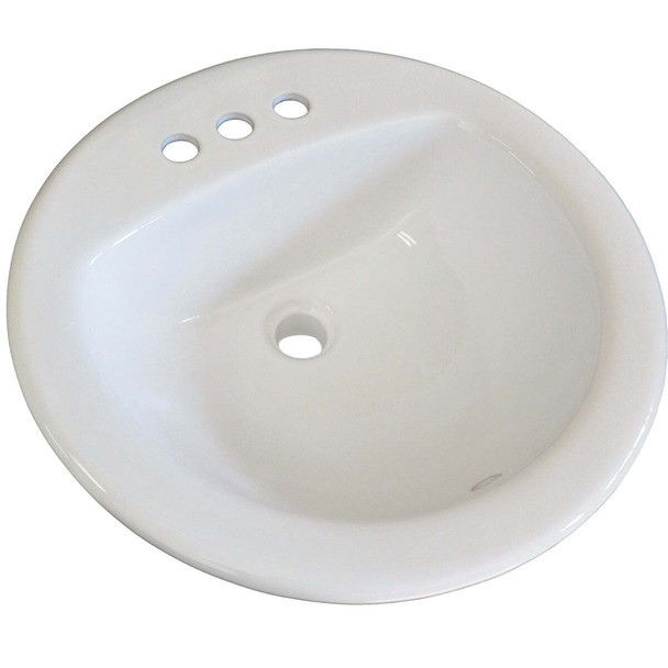 Compass Manufacturing Canton Oak Lawn Round Drop-In Bathroom Sink, White 006-622