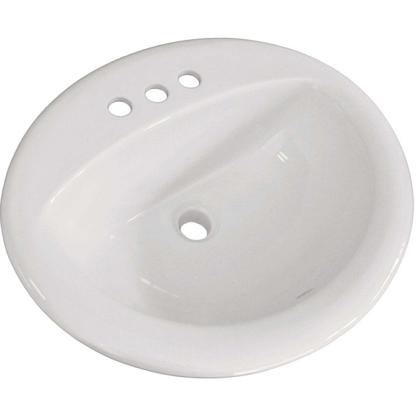 Compass Manufacturing Canton Oak Lawn Oval Drop-In Bathroom Sink, White 006-623