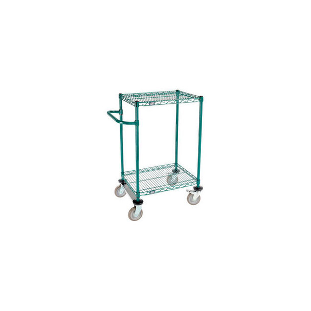 Nexel 2 Shelf Push Cart Poly-Green24""W x 18""D x 40""H Poly Casters2 Rigid 2 Br