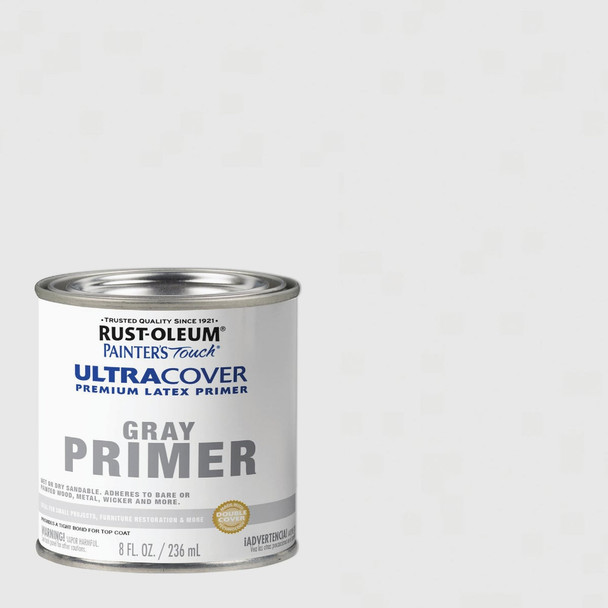 Rust-Oleum Painter's Touch Ultra Cover Flat Premium Latex Primer, Gray, 1/2 Pt.
