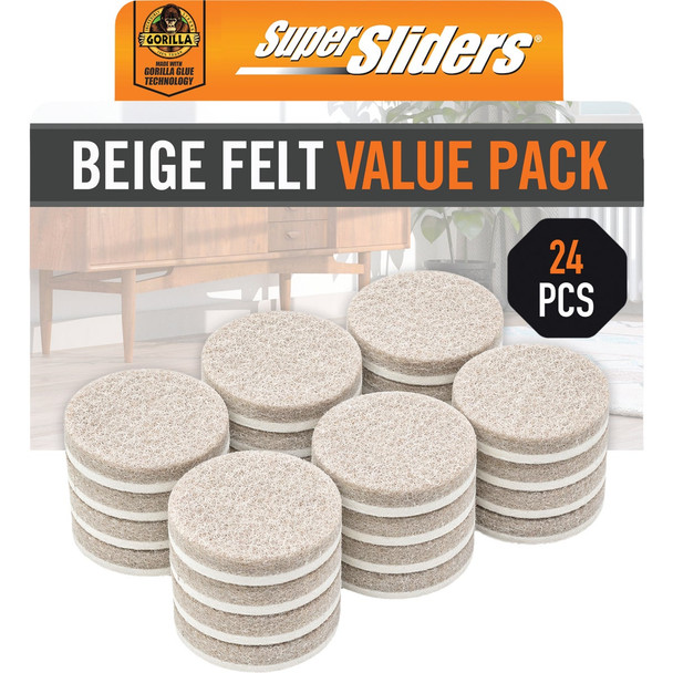 Gorilla Super Sliders 1-1/2 In. Beige Felt Pad (24-Piece) 4718324BG