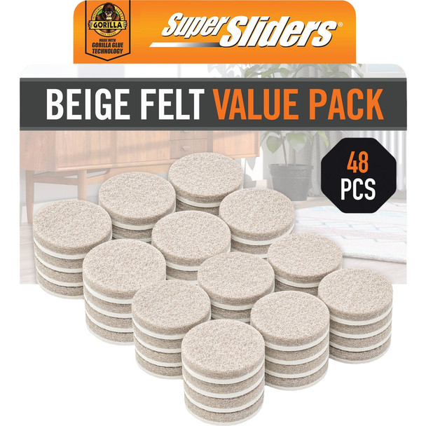 Gorilla Super Sliders 1 In. Beige Felt Pad (48-Piece) 4719024BG