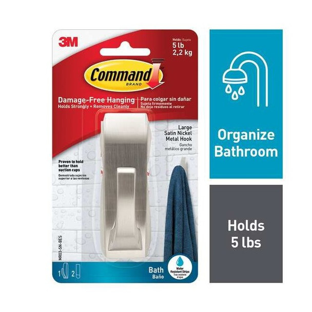 Command Hook, Nickel, Metal, 1 1/2 in D MR03-SN-BES