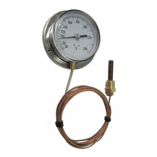 Analog Panel Mt Thermometer, 30 to 240F, Lens Material: Polycarbonate