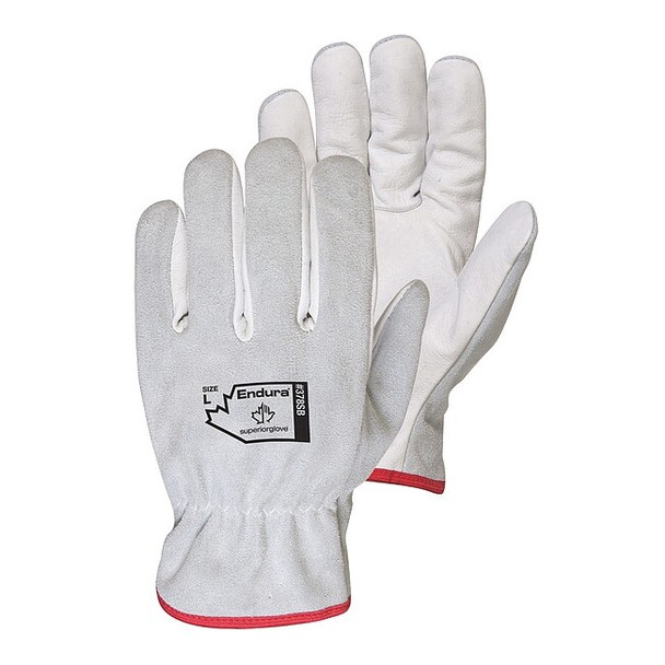 Superior Glove Leather Drivers Gloves, Safety, White, S, 12 PK 378SB-S