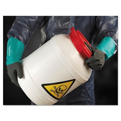 AlphaTec® 58-530B/58-535B Gloves, 10, Grey/Teal, 14 in Cuff, 58-5035B Pack of 6