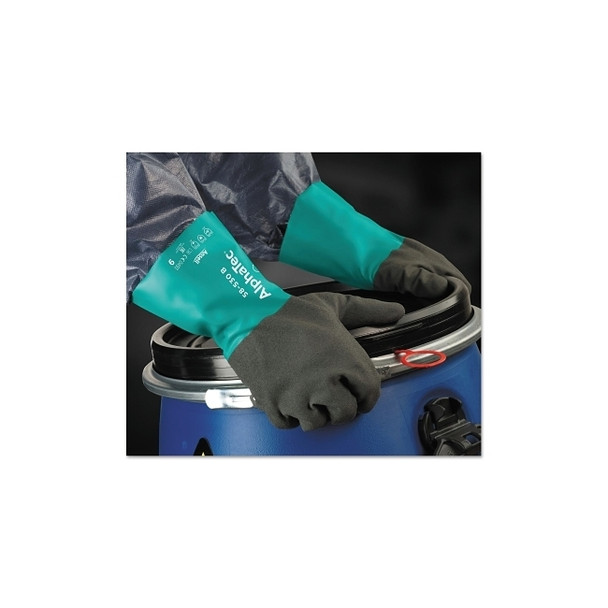 AlphaTec® 58-530B/58-535B Gloves, 9, Grey/Teal, 12 in Cuff, 58-530B Pack of 6