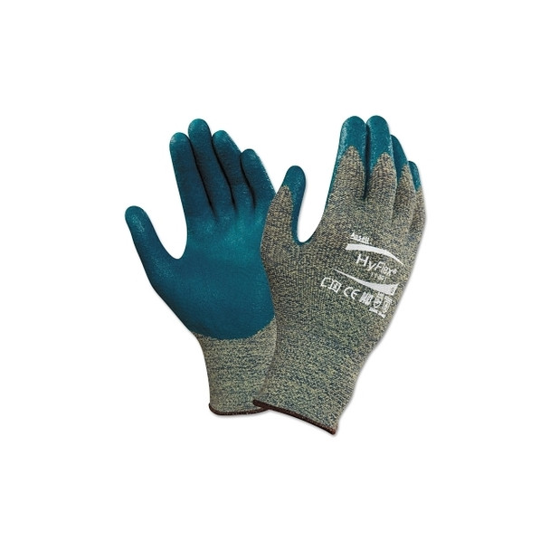 11-501 Nitrile Palm Coated Gloves, Size 10, Gray/Blue Pack of 12
