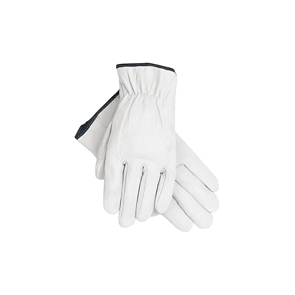 Premium-Grade Leather Driving Gloves, Goatskin, X-Large, Unlined, Straight Thumb, White Pack of 12