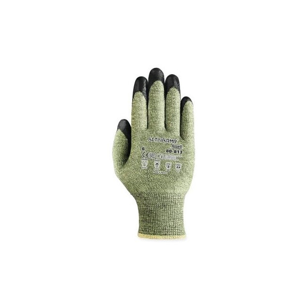 80-813 Arc Flash and Cut Resistant Gloves, Size 6, Green/Black Pack of 144