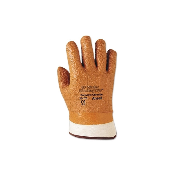 23-173 PVC-Coated Gloves, Rough Finish, Size 10, Brown Pack of 12