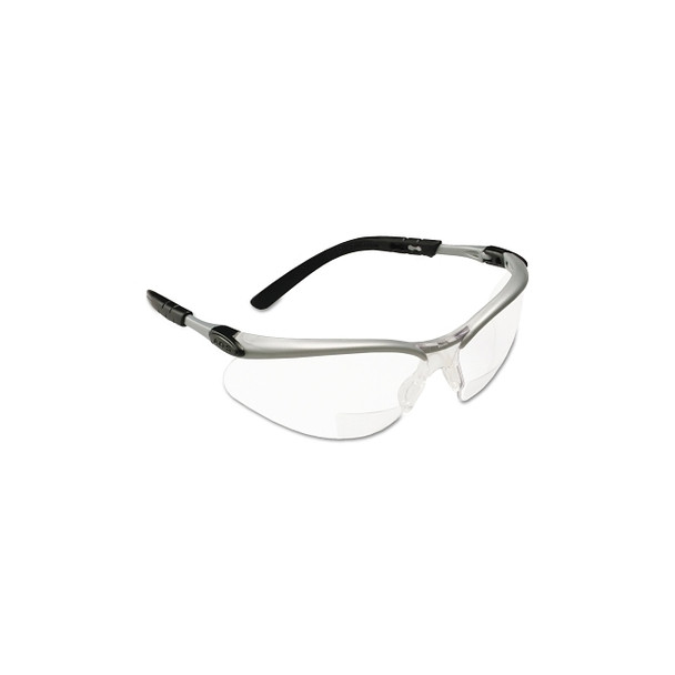 BX™ Safety Eyewear, +2.0 Diopter Polycarbon Hard Coat Lenses, Silver/Black Frame Pack of 20