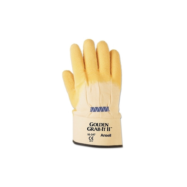 Golden Grab-It Gloves, 10, Gray/Yellow, Palm Coated Pack of 12
