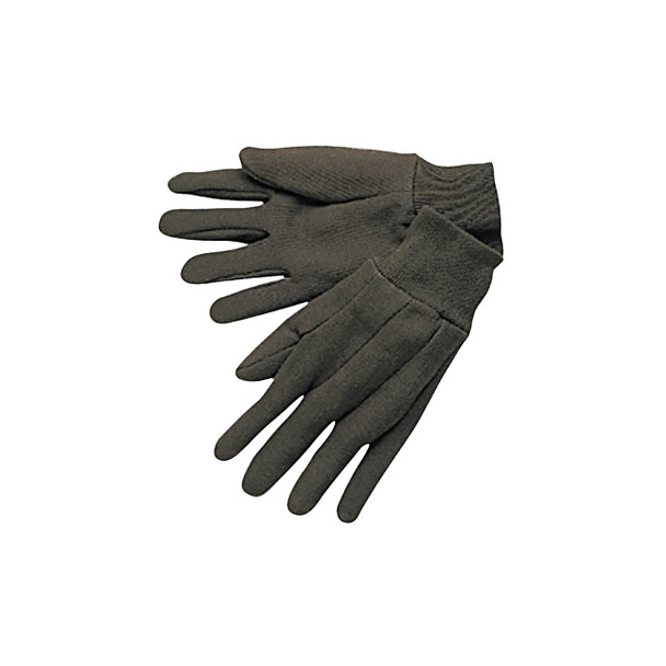 Cotton Jersey Gloves, Large, Brown Pack of 12