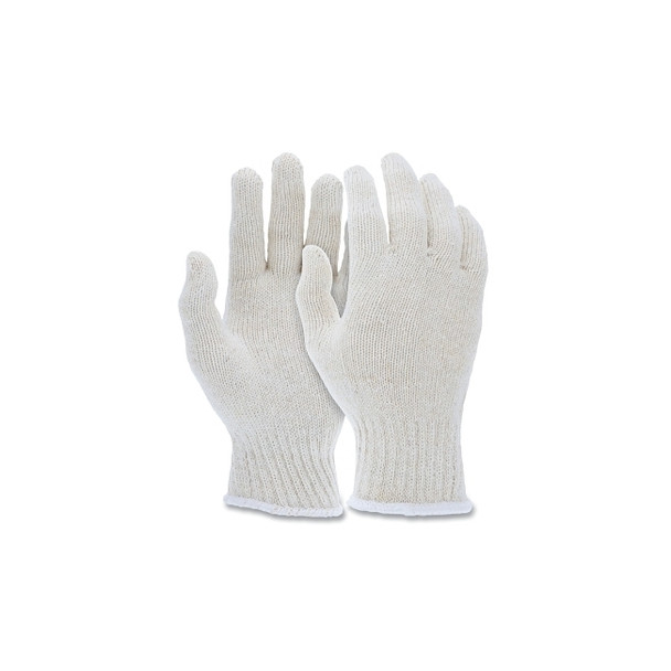 String-Knit Gloves, Large, Hemmed, Regular Weight, Natural Pack of 12