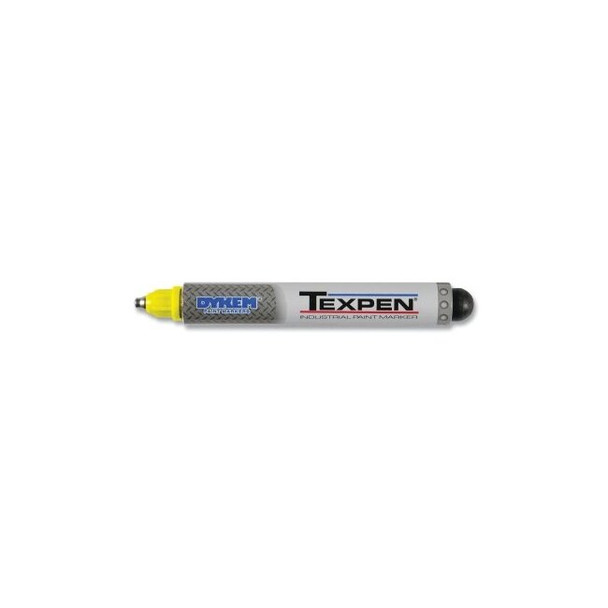 TEXPEN® Industrial Steel Ball Tip Paint Marker, Yellow, 3/32 in, Medium Pack of 12